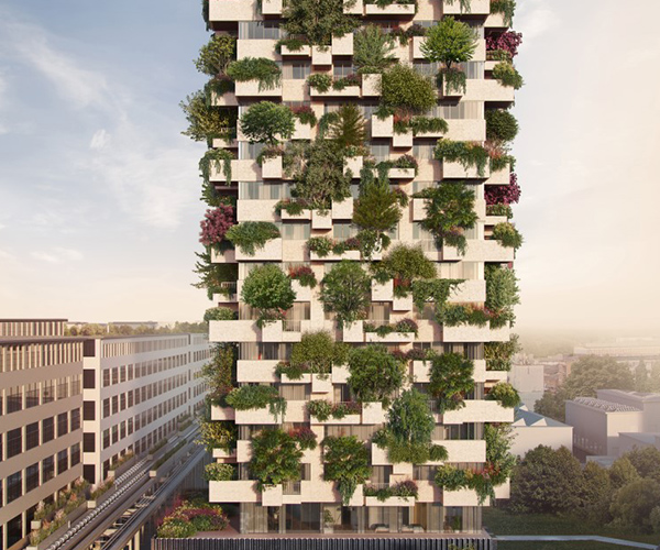 Gele bloeiende bomen- vertical forest